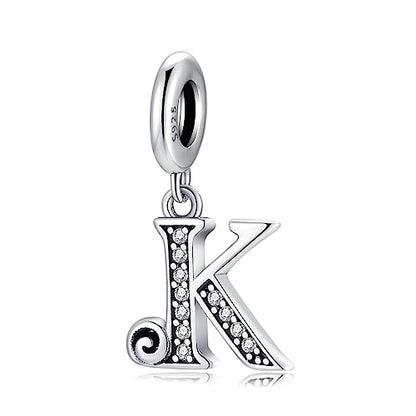 BETTY&SARAH 925 Sterling Silver Letter Charms for Bracelets and Necklace Alphabet Initial Pendant Jewelry Gift for Women - color: Pendant K