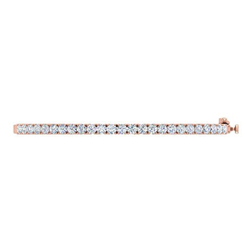 2 Carat 4 Prong Set Round Cut Natural Diamond Bangle Bracelet for Women 10K Gold (7 Inch) (I2I3 Clarity) - color: Rose Gold