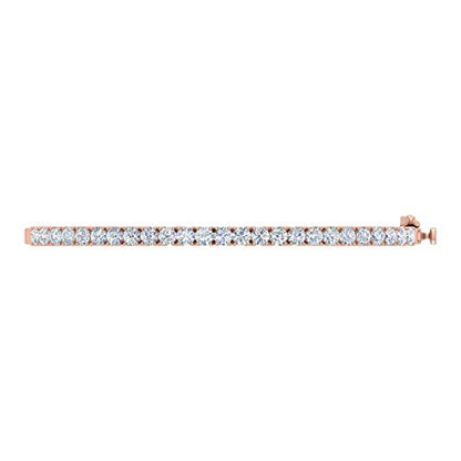 2 Carat 4 Prong Set Round Cut Natural Diamond Bangle Bracelet for Women 10K Gold (7 Inch) (I2I3 Clarity) - color: Rose Gold