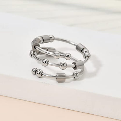 Morse Code Rings for Women, Stainless Steel Spinner Ring Fidget Rings for Anxiety Ring Morse Code Rings Inspirational Gifts Jewelry Women Birthday Graduation Gifts for Best Friends - style: 12 Warrior