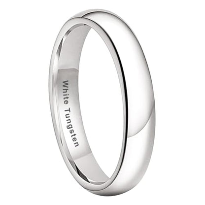 TUTISS 2mm 3mm 4mm 5mm 6mm 7mm 8mm 10mm White Tungsten Rings for Men Women Engagement Wedding Bands Domed Polished Shiny Comfort Fit - color: 4mm White Tungsten
