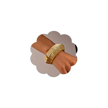 Chunky Cuff Bracelets for Women Wide Gold/Silver Cuffs Bangle Hollow Out Adjustable Bracelets Punk Vintage Jewelry - style: U-Gold A