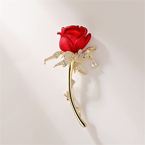 Red Rose Flower Brooches and Pins for Women Costume Jewelry Brooch Pins Broches Jewelry for Women Elegant Lady Pin - style: Red Rose