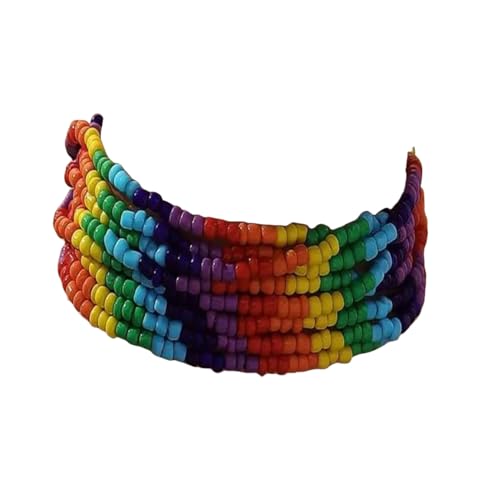 Pingyongchang Rainbow Pride Anklet LGBT Beaded Bracelet Gifts Elastic Multi-Layer Rice Beads Friendship String Bangle for Gay And Lesbian Pride Month Accessories Bohemian Summer Beach Foot Jewelry