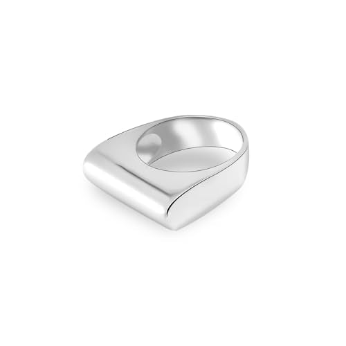 LeCalla 925 Sterling Silver Bar Ring for Women | Silver Ridge Ring Signet Style Classic Simple Plain Wedding Band Engagement Ring | Women's Statement Stackable Ring(Sizes 6-8No.) - color: Style 02, size: Ring Size-7No.
