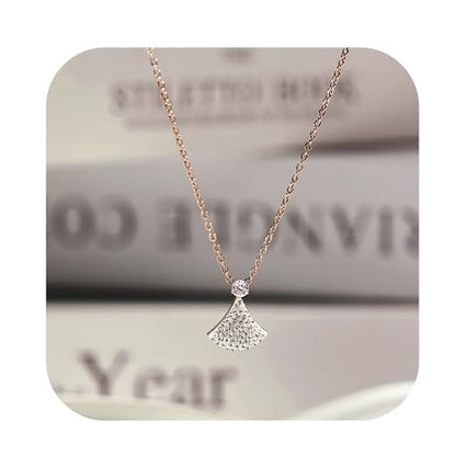925 Sterling Silver Necklace for Women Trendy, Charming Layered Necklace with Cubic Zirconia Pendant for Her Womens Dainty Diamond Choker Necklaces Holiday Jewelry Gifts for Mom Wife Daughter Lover - color: Dress Pendant Necklace-White01