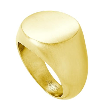 555Jewelry Stainless Steel Solid Plain High Polish Round Signet Ring for Men - color: Gold Matt