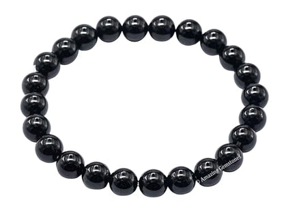 Amazing Gemstone Black Tourmaline Crystal Bracelet for Women Men's Gifts - Protection Healing Crystal Bracelet - 8mm Gemstone Beaded Stretchable Bracelet Pulseras Para Hombres Mujer Stocking Stuffers Mothers Day Gift - color: Black Tourmaline