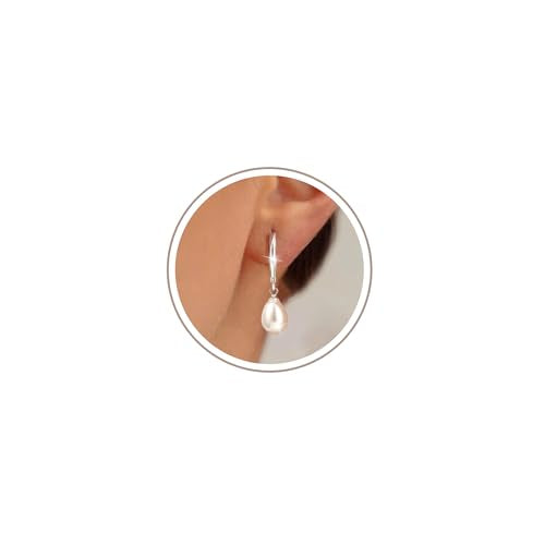 Freekiss Pearl Earrings for Women Trendy: Flat Back Stud Earrings 14K Gold Plated/925 Sterling Silver Freshwater Pearl Dangle Earrings Cute Bow Earrings Wedding Jewelry Birthday Gifts for Women Girls - style: leverback drop earrings-SL