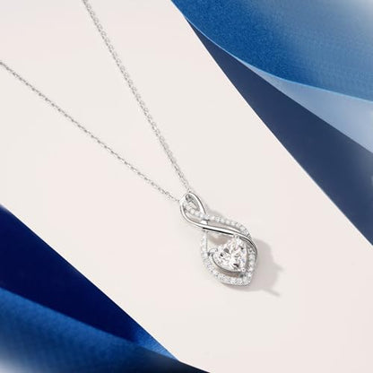 MOOSEA 1-3ct Moissanite Infinity Necklaces for Women, 925 Sterling Silver | D-E Color VVS1 Clarity Lab Grown Moissanite, Anniversary Birthday Gifts for Women Wife, Infinity Moissanite Pendant