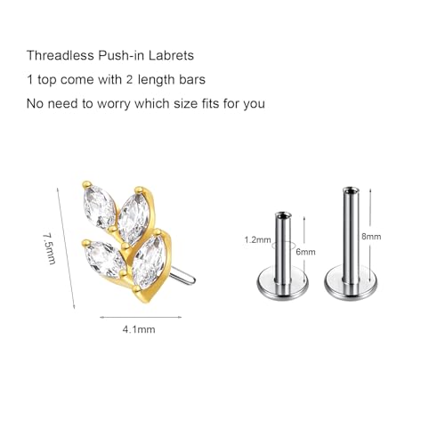 G23 Titanium Flat Back Earrings Studs 20g 18g 16g F136 Titanium Labrets Press Fit Threadless Push In Dainty Cartilage Helix Conch Lobe Lip Tragus Piercing Jewelry Push Back - style: 16G Style D