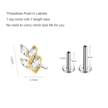 G23 Titanium Flat Back Earrings Studs 20g 18g 16g F136 Titanium Labrets Press Fit Threadless Push In Dainty Cartilage Helix Conch Lobe Lip Tragus Piercing Jewelry Push Back - style: 16G Style D