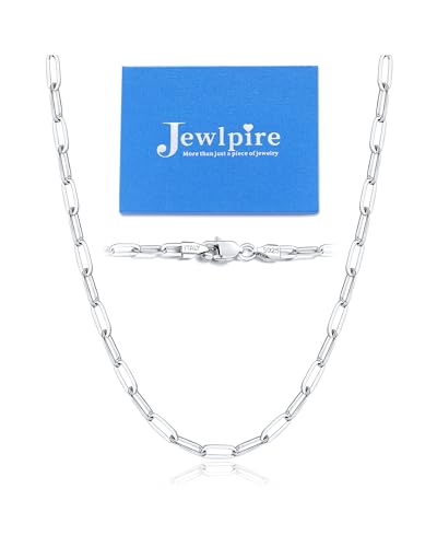Jewlpire 14K Gold Plated 925 Sterling Silver Paperclip Chain Necklace for Women, 2.5mm 3mm Necklace for Women, Comfortable Women's Chain Necklaces 16 18 20 22 24 26 Inch - color: 3mm 925 Sterling Silver, size: 16 Inch