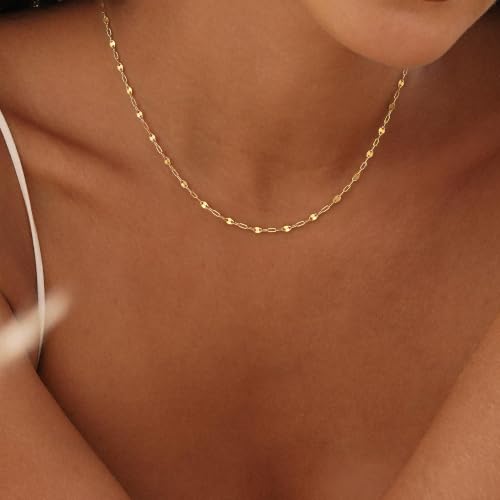 Robaice Necklaces for Women, 14K Gold/Silver Plated Chain Necklace | Dainty Paperclip Cuban Chain, Choker Necklace for Women, Non Tarnish Jewelry Gifts Trendy - color: Gold Paperclip Chain