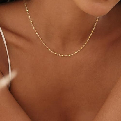Robaice Necklaces for Women, 14K Gold/Silver Plated Chain Necklace | Dainty Paperclip Cuban Chain, Choker Necklace for Women, Non Tarnish Jewelry Gifts Trendy - color: Gold Paperclip Chain