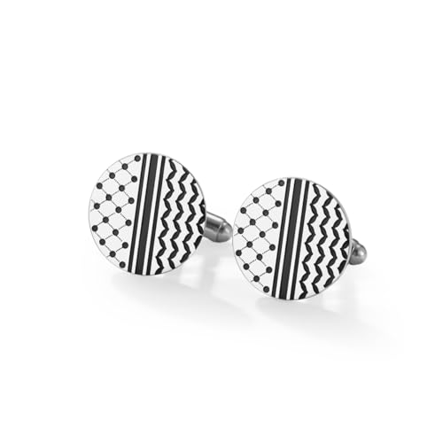 Cufflinks for Men Delicate Stainless Steel Wedding Business Cufflinks Gifts for Groom Husband French Shirt Accessories - style: Polka Dots Style-Silver