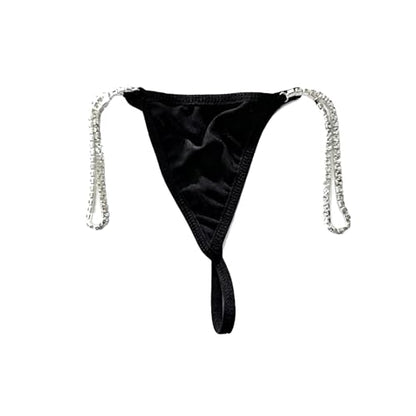 Rhinestone Waist Chain Thong Jewelry Summer Crystal Chain Thong Rhinestone Thong Panties Rave G String for Women - color: Silver