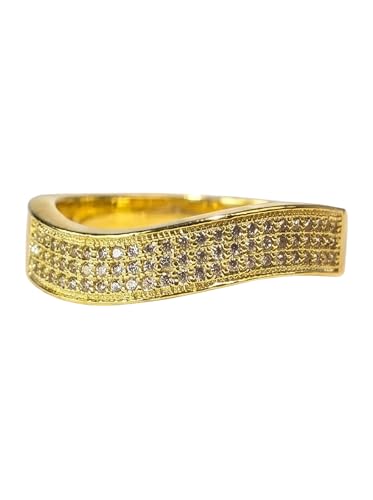 HEXAJOLIE Ribbon Statement Band Ring for Women | Elegant Gold Jewelry Accessories | Perfect for Party & Date Night | Hypoallergenic & Durable - color: Gold