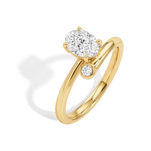 14K Gold-Plated Wedding Bands for Women Dainty Stackable Cubic Zirconia Promise & Engagement Rings Trendy Statement Jewelry for Her Sizes 5-11 - color: Oval Accent Ring