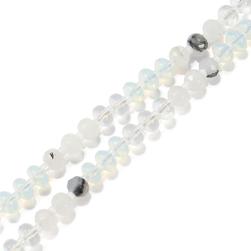Gemstone Beaded Necklace for Women Colorful Natural Stone Freshwater Pearl Surfer Beach Rainbow Necklace Jewelry Gift - color: White