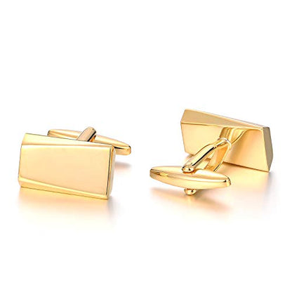 Cufflinks for Men, Stainless Steel Cuff Links Mens for Wedding Business Gifts, Silver, Black, Gold - color: Gold
