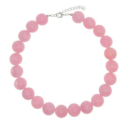 JNF Chunky Beaded Necklaces Women Large Big Ball Bead Choker Necklace Bold Statement Beads jewelry Gift - color: gemstone neckalce pink