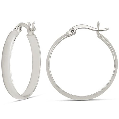 Amazon Essentials 14K Gold or Sterling Silver Plated Polished Dome Hoop - color: Silver, size: 25 mm