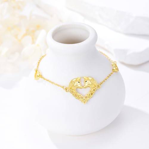 Animal Bracelet for Women 925 Sterling Silver Celtic Dragon/Horse/Wolf Bracelet Adjustable Bracelet Cute Animal Jewelry Gift for Women - style: Wolf Bracelet - Gold