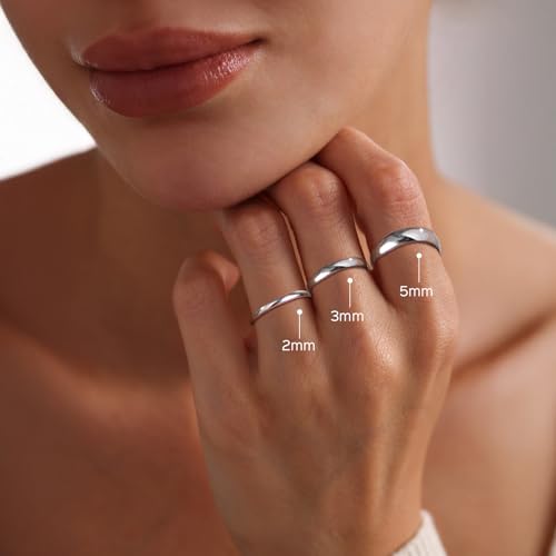 ChicSilver 2/3/5mm 925 Sterling Silver Ring Customizable Plain Dome High Polished Wedding Band Comfort Fit Size 4-12 - color: 2MM Silver