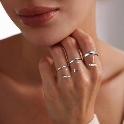 ChicSilver 2/3/5mm 925 Sterling Silver Ring Customizable Plain Dome High Polished Wedding Band Comfort Fit Size 4-12 - color: 2MM Silver