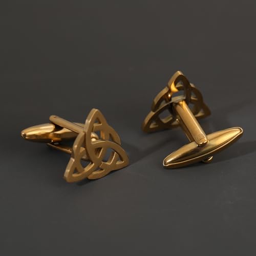 Men's Cufflinks Celtic Knot Cufflink Charm Stainless Steel Cutout Design Shirt Cuff Buttons for Husband - color: black
