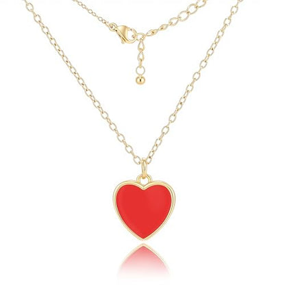 18K Gold Plated, Pt Plated Chain Necklace with Knot, Butterfly, Heart Pendant for Women, Delicate Minimalist Jewelry, 18-20 Inches - color: 12mm Red Heart