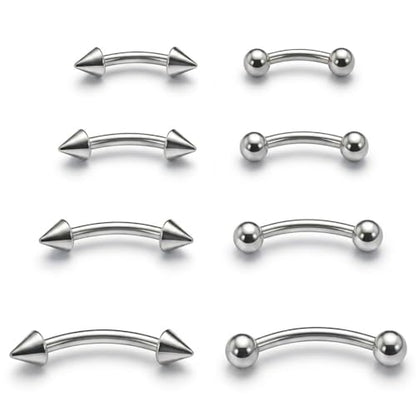 Eyebrow Piercing Jewelry Surgical Steel Curved Barbell Tiny Eyebrow Ring Vertical Labret Lip Jewelry Ear Rook Navel Small Belly Button Ring for Women Men 6mm/8mm/10mm/12mm - size: 14Gauge-Silver-4Pairs