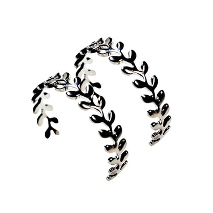 Hoop Invisible Clip On Earrings for Women Not Pierced Gold Small Twisted Hoop Comfortable Silver Large Clip On Earrings - color: Laurel Wreath Hoop Silver