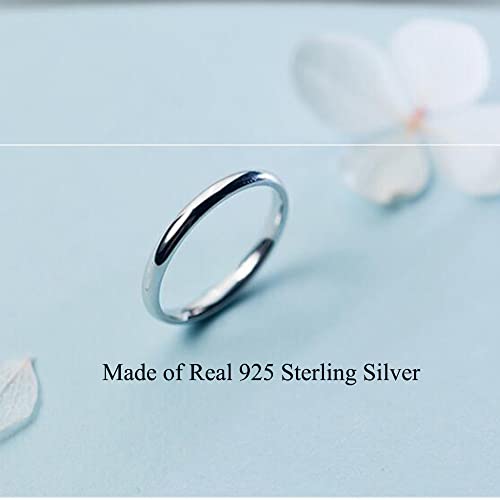 Lantine 2mm Simple Pinky Ring Silver High Polishing Dome Thin Minimalist Stacking Knuckle Plain Band Ring Size 2-8.5