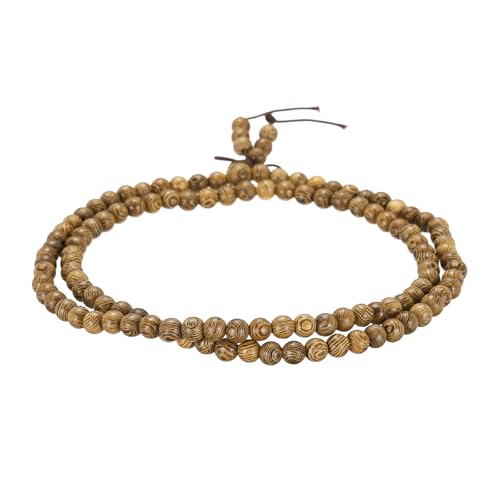 MECCANIXITY Prayer Beads Bracelet, Natural Wooden Bead Mala Bracelets Link Wrist Men Women Beaded Stretch Crafts Bangle - color: Wenge Color