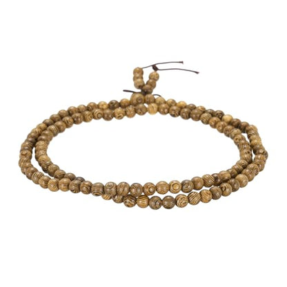 MECCANIXITY Prayer Beads Bracelet, Natural Wooden Bead Mala Bracelets Link Wrist Men Women Beaded Stretch Crafts Bangle - color: Wenge Color