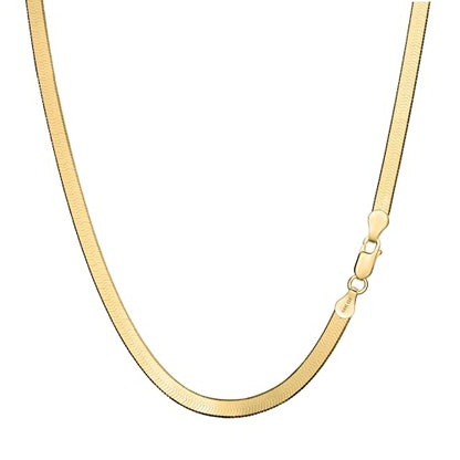 LUCA SMITH Gold Chains for Women & Men, 14K Gold Foxtail Chain Necklace Herringbone Chain Necklace Flat snake Chains 14K Gold Simple Layered Fashion Jewelry Gift for Women 18in 20in 22in 24in - size: 24in, style: Herringbone Chain-Premium Style
