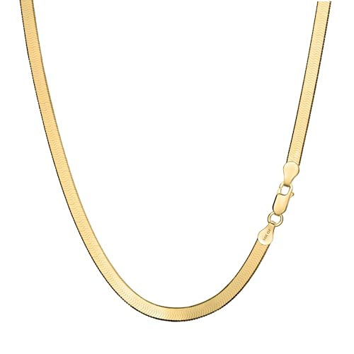 LUCA SMITH Gold Chains for Women & Men, 14K Gold Foxtail Chain Necklace Herringbone Chain Necklace Flat snake Chains 14K Gold Simple Layered Fashion Jewelry Gift for Women 18in 20in 22in 24in - size: 24in, style: Herringbone Chain-Premium Style
