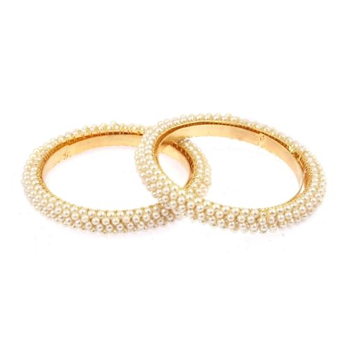 Efulgenz Indian Bollywood Faux Pearl Beaded Bracelet Bangle Bridal Sets - size: 2-8