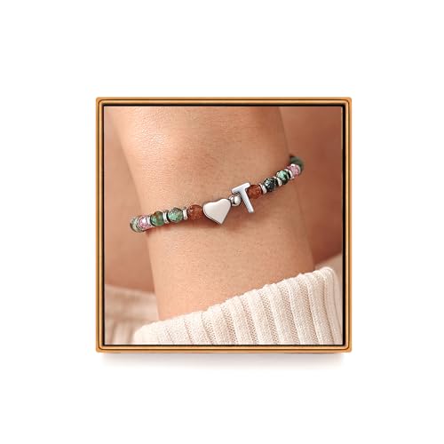 Heart Initial Bracelets for Teen Girls, Teen Girl Gifts Trendy Stuff, Christmas Stocking Stuffers for Kids, Unique Gifts for Teenage Girls on Birthday Graduation - style: T