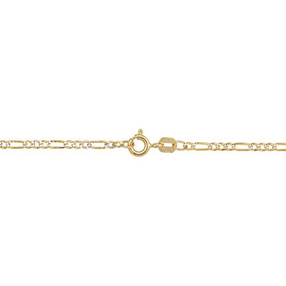 Kooljewelry 14k Two-Tone Gold Pave Figaro Chain Bracelet (7.5 inch)