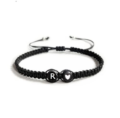 Heart Initial Bracelets 26 Letters Initial Charms Bracelet for Women Gifts A-Z Braided Bracelets Heart Link Handmade Rope Braided Adjustable Jewelry for Mom Daughter Birthday Jewelry Gift - style: R