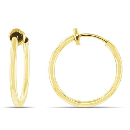 Clip On Spring Hoop Earrings for Non-Pierced Ears - color: Gold-Tone, size: 17mm
