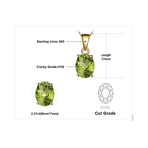 JewelryPalace Natural Gemstone Garnet Peridot Amethyst Citrine Blue Topaz Birthstone Solitaire Pendant Necklace Jewelry Set, 14k Gold Plated 925 Sterling Silver Necklaces for Women, 18 Inch Box chain - color: K-Yellow Gold Plated-Peridot