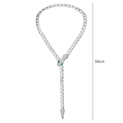 Bendable Snake Chain Necklace for Women Arm Cuff Flexible Twisty Multi-purpose DIY Bracelet and Punk Choker Trendy Medusa Snake Jewelry Gift - style: Green Eye Snake Silver