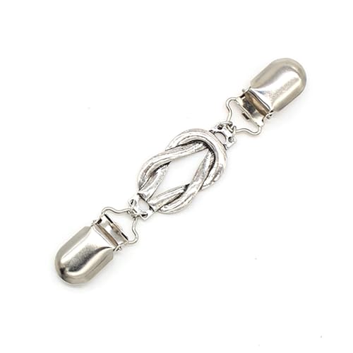 Retro Styles Sweater Clip Cardigan Neckline Clasp In Sturdy Metal Collar Clasp For Fashion Forward Women - color: Ancient Silver