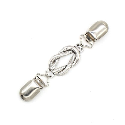 Retro Styles Sweater Clip Cardigan Neckline Clasp In Sturdy Metal Collar Clasp For Fashion Forward Women - color: Ancient Silver