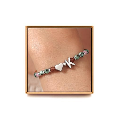 Heart Initial Bracelets for Teen Girls, Teen Girl Gifts Trendy Stuff, Christmas Stocking Stuffers for Kids, Unique Gifts for Teenage Girls on Birthday Graduation - style: K