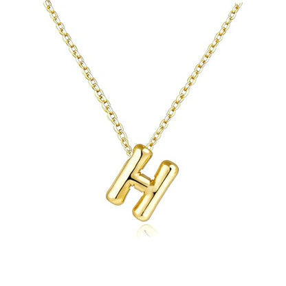 Gold Initial Necklace for Teen Girls Women Letter necklaces Jewelry Gifts | Gifts for Girls Women, Teen Girl Gifts Trendy Stuff, Bubble Letter Pendant Necklace - style: H
